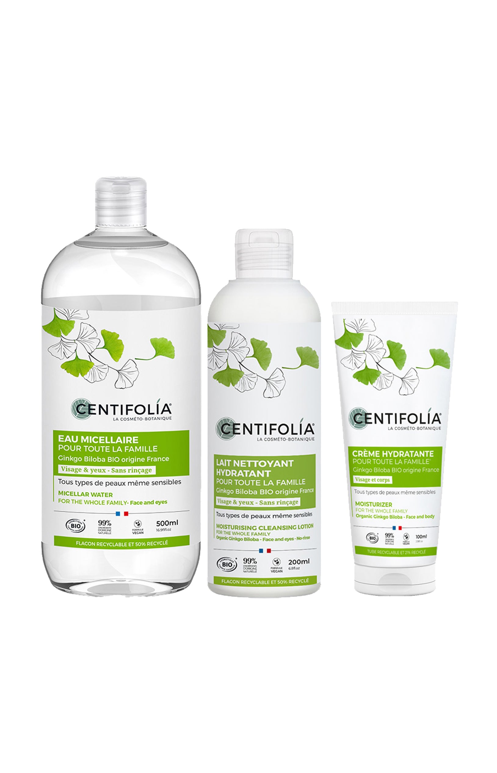 Routine nettoyante & hydratante bio - Ginkgo Biloba - Visage & corps - 3 produits