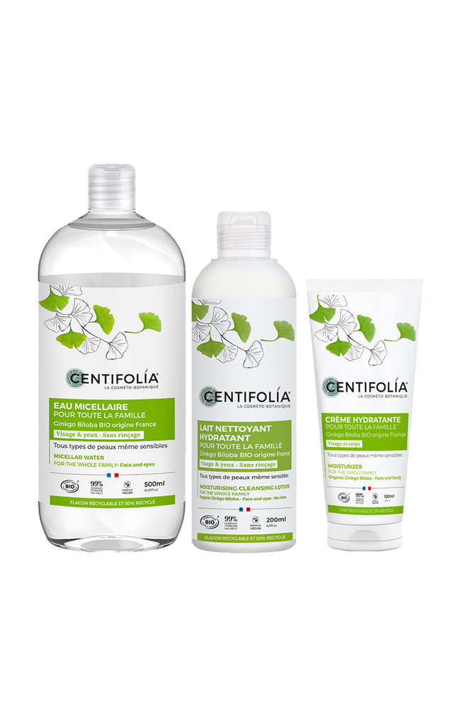 Routine nettoyante & hydratante bio - Ginkgo Biloba - Visage & corps - 3 produits