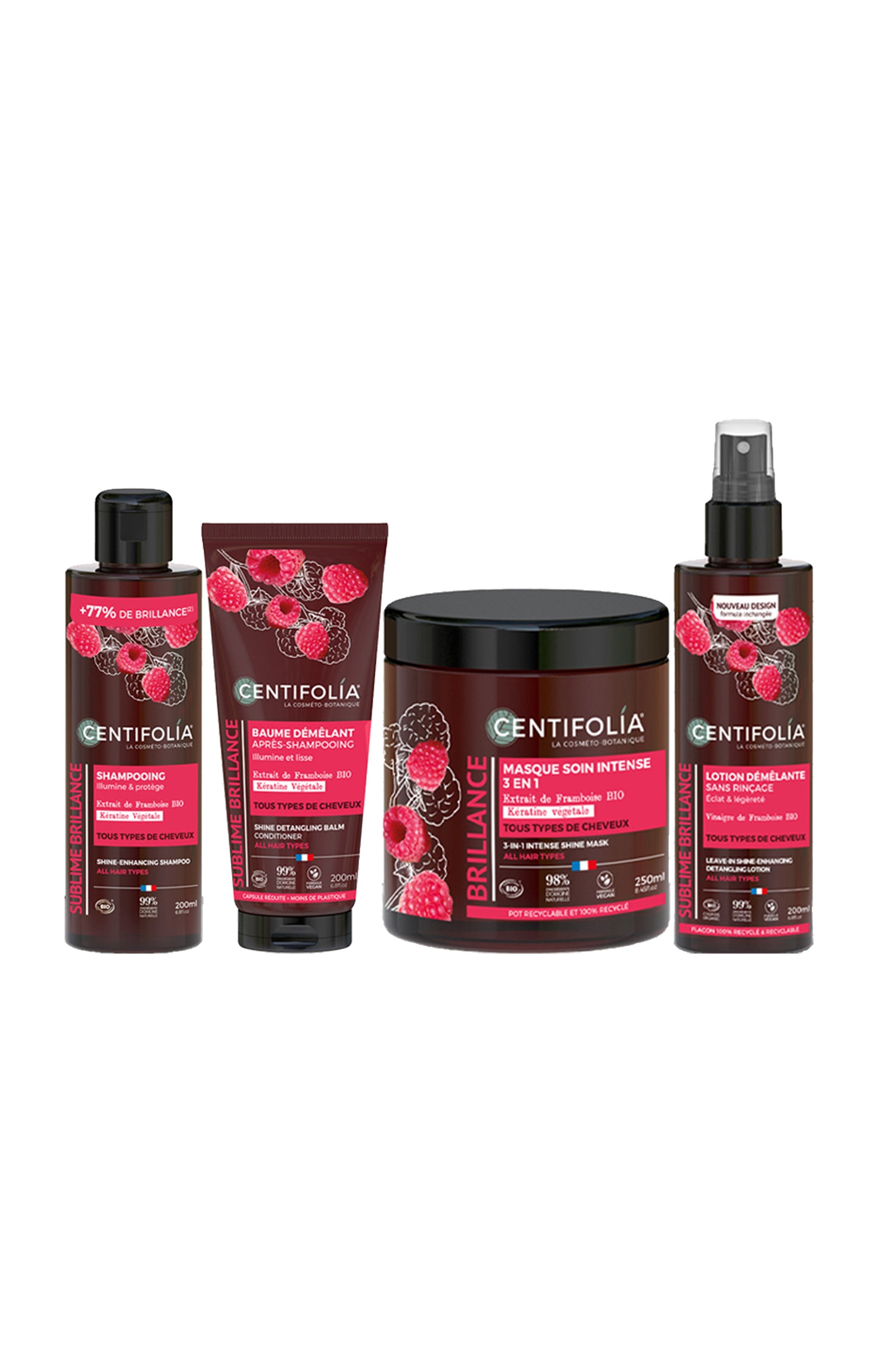 Routine brillance bio - Framboise - Cheveux - 4 produits