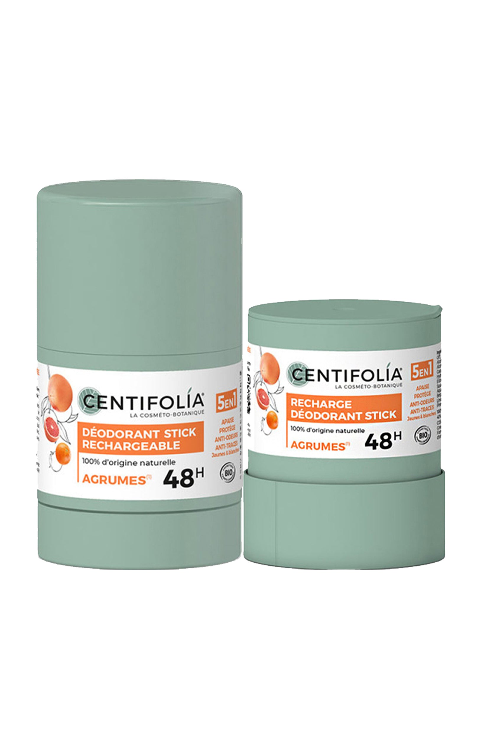 Déodorant stick efficacité 48h bio & recharge - Agrumes - 2 x 50 g