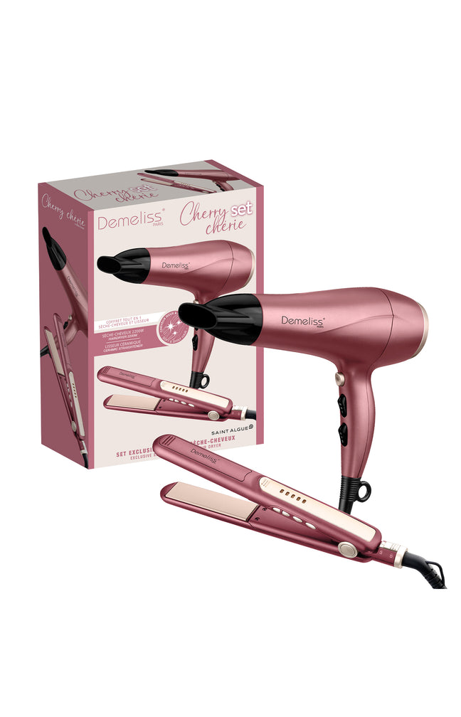 Coffret sèche cheveux & lisseur - Cherry chérie