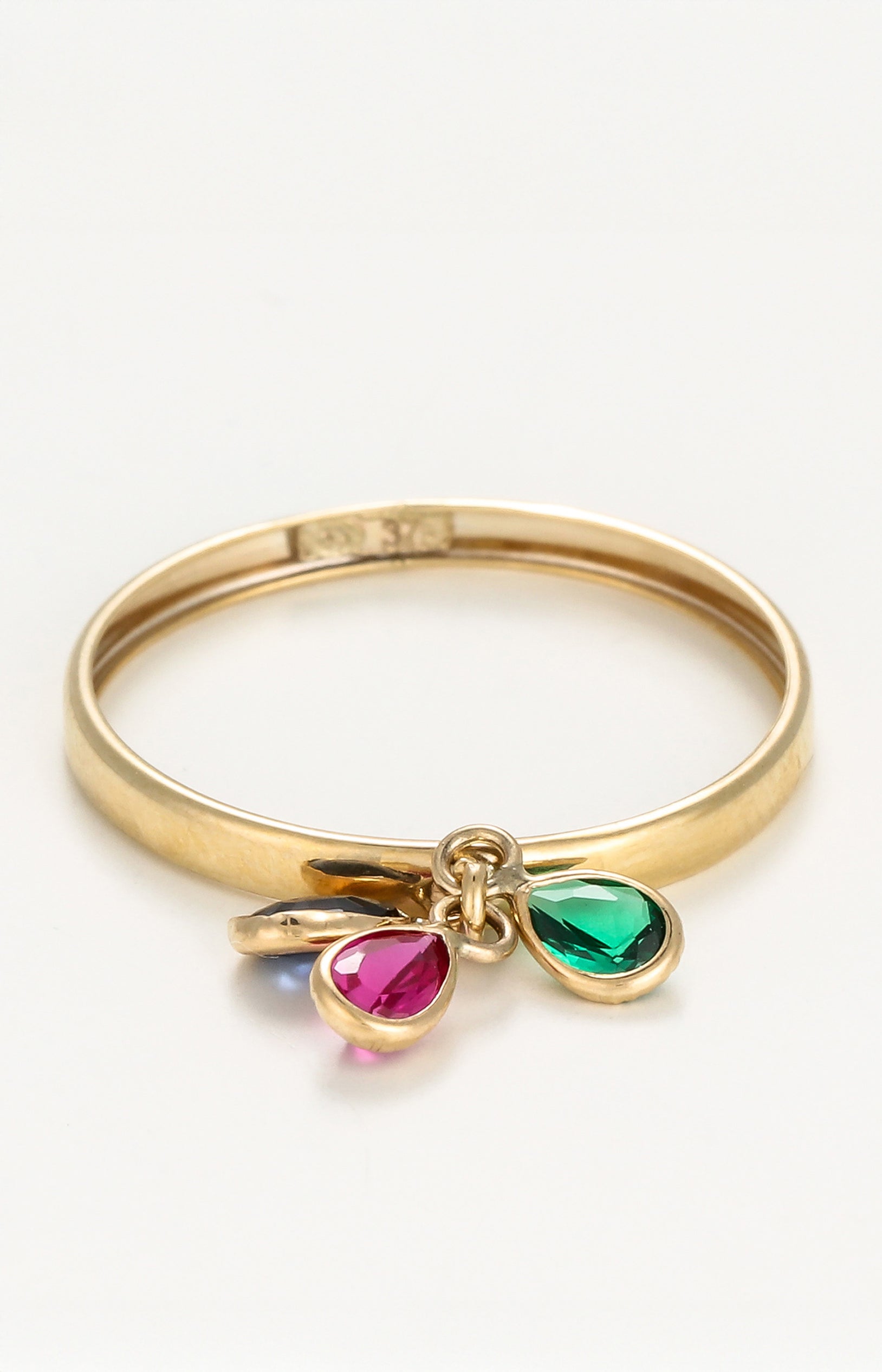 Bague 3 Pierres de couleurs - Or jaune 375/1000 & Zirconium