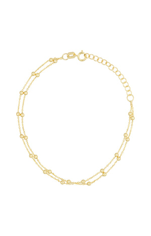 Bracelet Double chaîne boules - Or jaune 375/1000