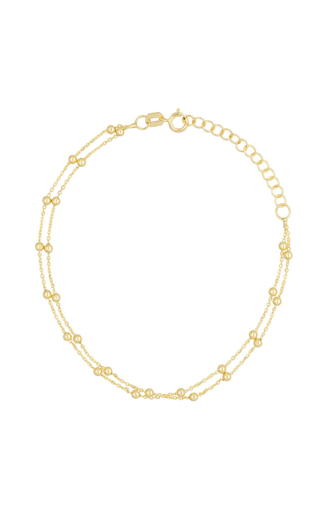 Bracelet Double chaîne boules - Or jaune 375/1000