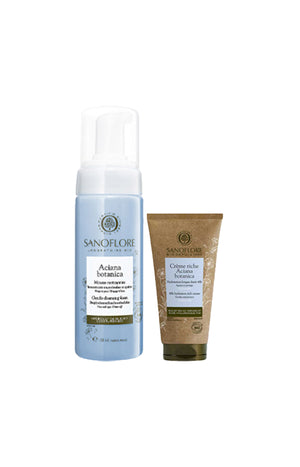 Mousse nettoyante & crème riche bio - Peaux sensibles