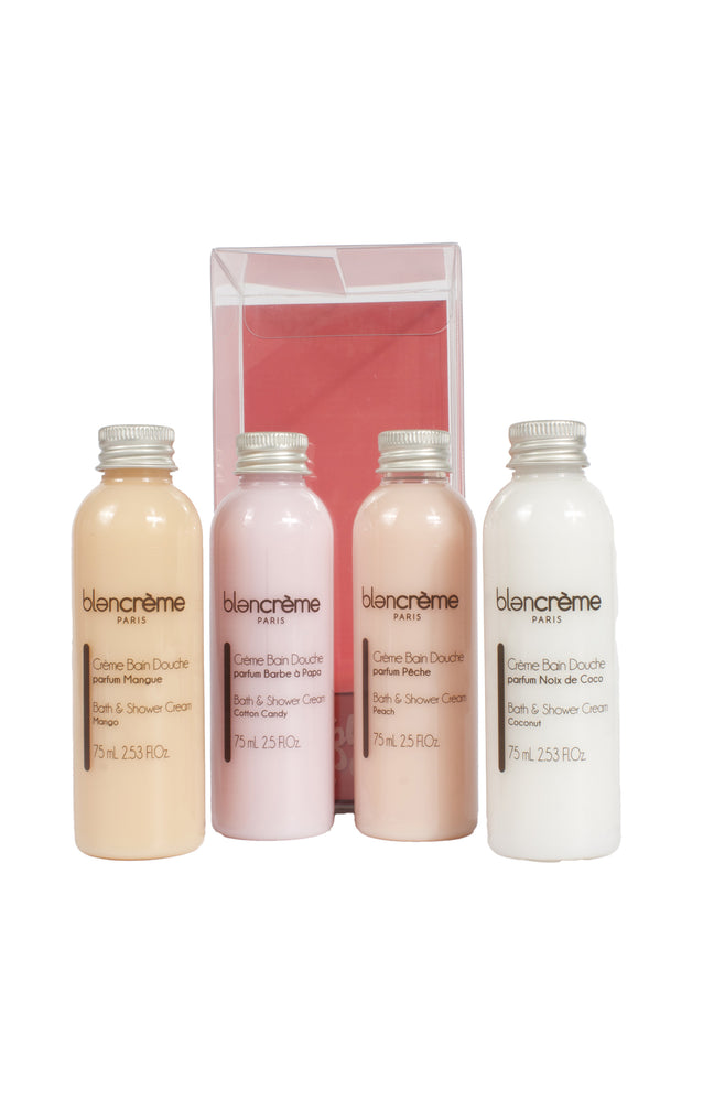 Coffret crème bain douche - Mangue, pêche, coco & barbe à papa