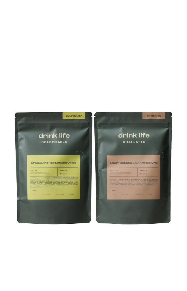 Poudre Golden milk & Chai latte - 2 x 150 g