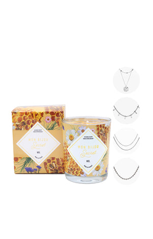 Bougie parfumée - Miel - Collier argenté - 40h