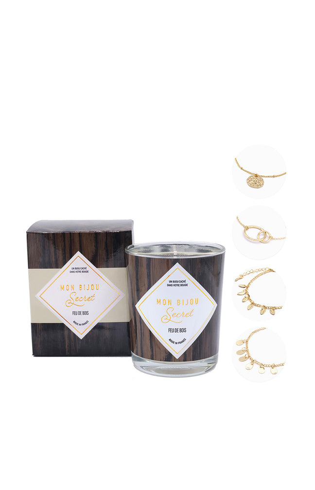 Bougie parfumée - Feu de cheminée - Bracelet doré - 40h