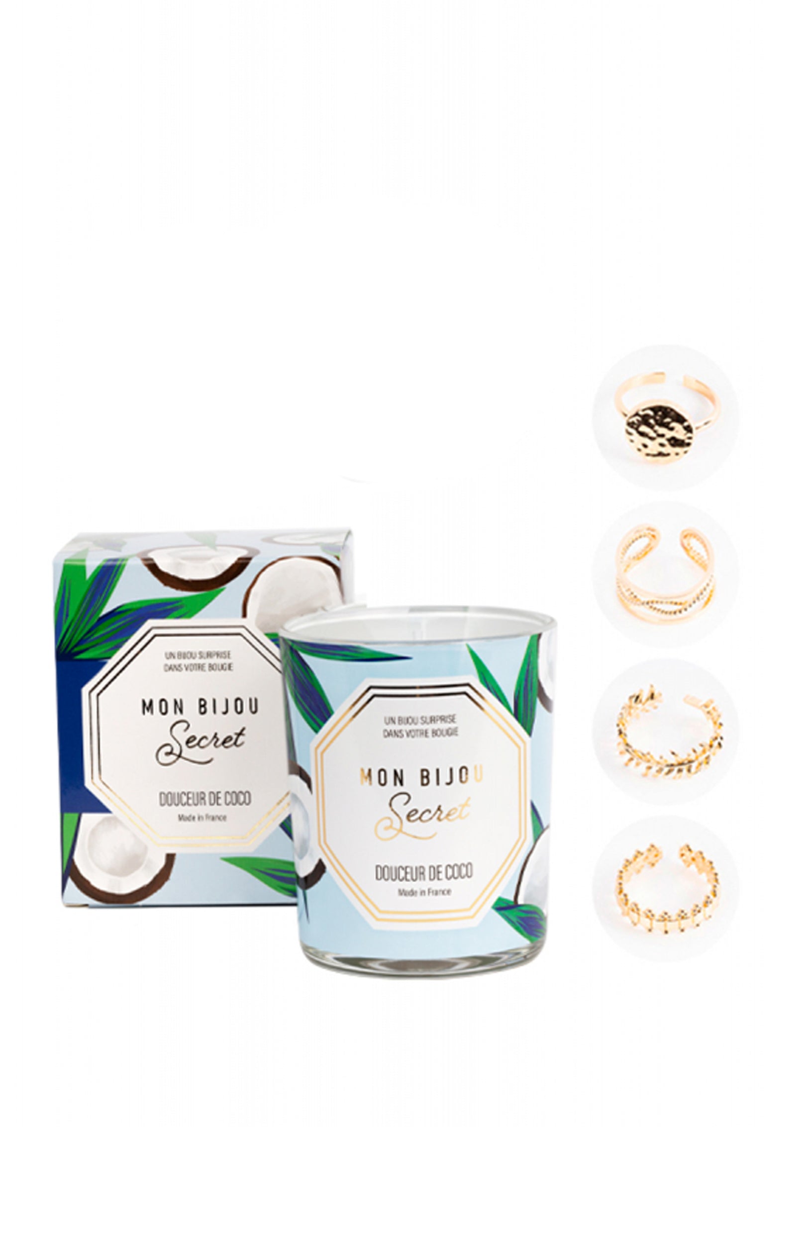 Bougie bijou Douceur de coco Bague doré