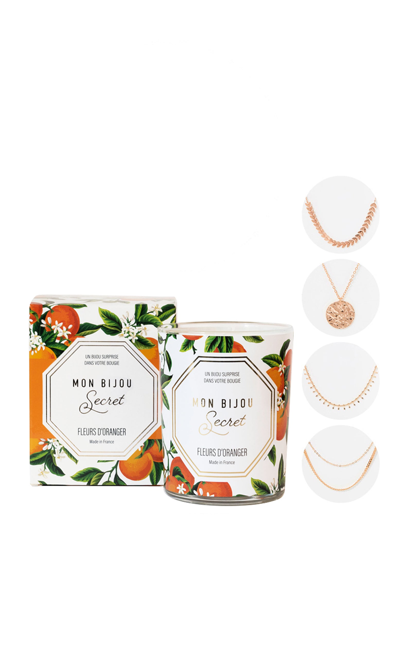 Bougie parfumée - Fleur d'oranger- Collier doré - 40h