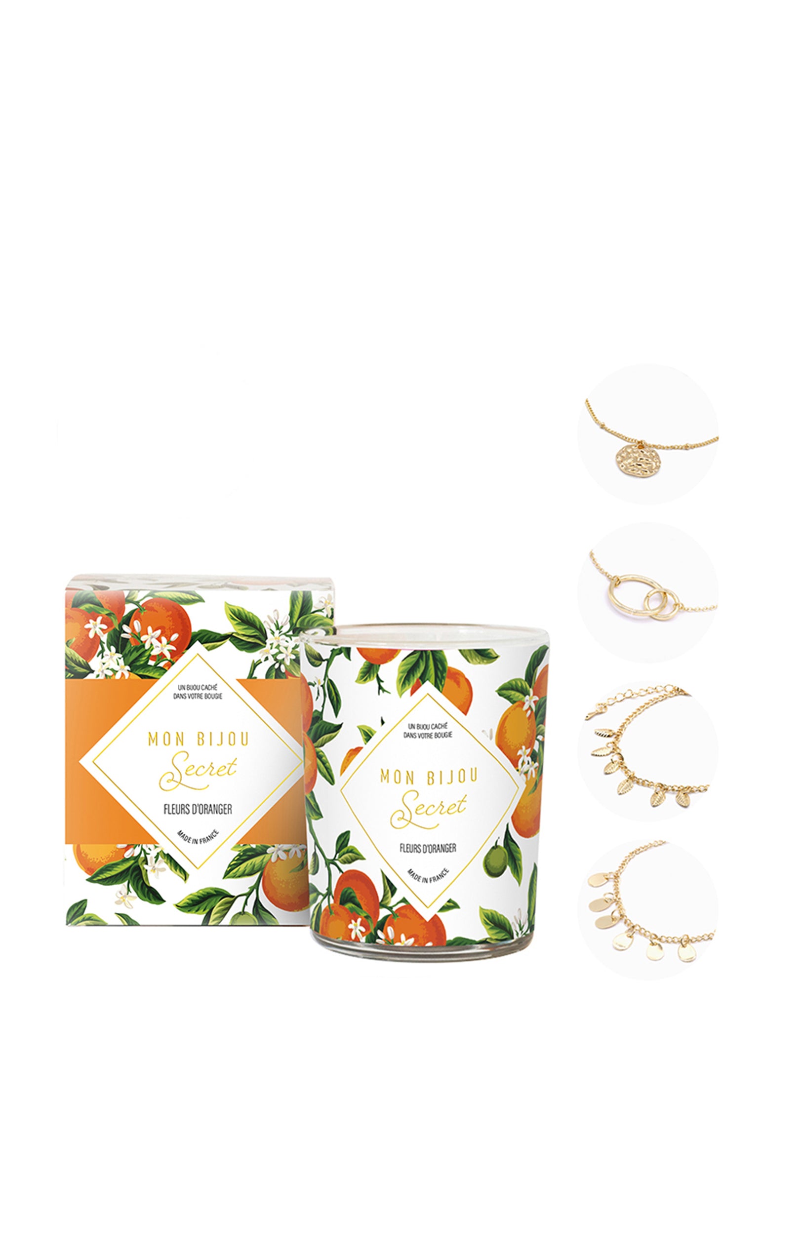 Bougie parfumée - Fleur d'oranger- Bracelet doré - 40h