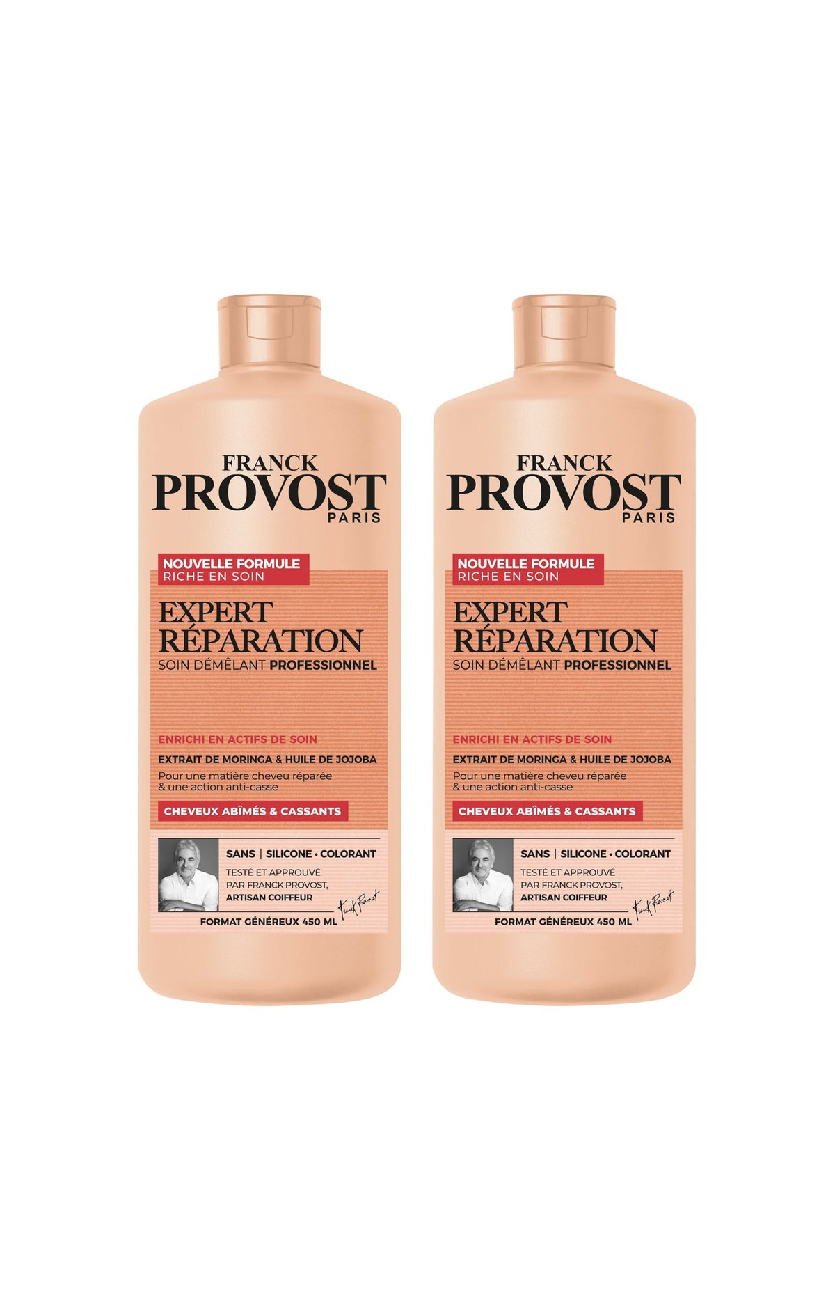 2 soins démêlants professionnels - Cheveux abîmés & cassants - 450 ml