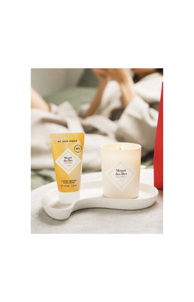 Coffret bougie parfumée et crème mains - Monoi - 75 g / 30 ml