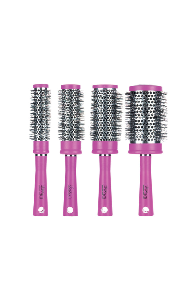 Lot de 4 brosses thermiques rondes - rose