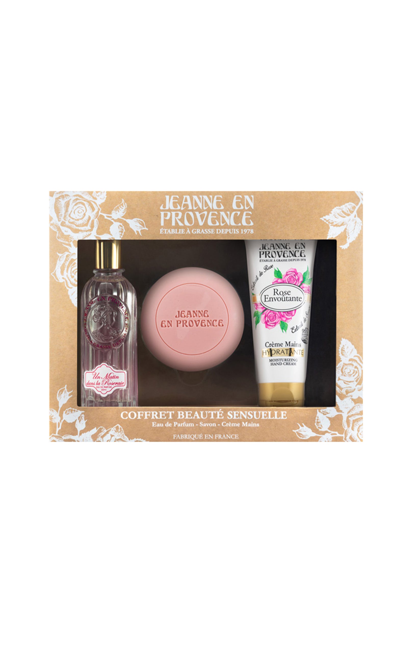 Coffret Beauté sensuelle - Eau de parfum, Crème mains & Savon solide