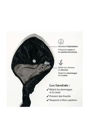 Serviette réversible microfibre & satin - Cheveux