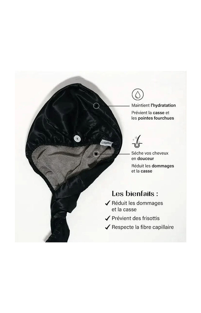 Serviette réversible microfibre & satin - Cheveux