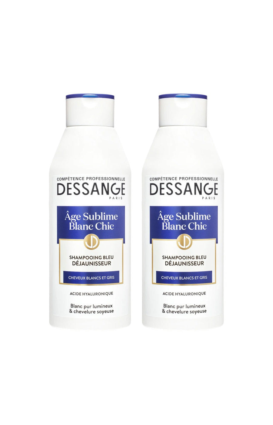 2 shampoings déjaunisseur - Acide hyaluronique - Cheveux blancs & gris - 250 ml