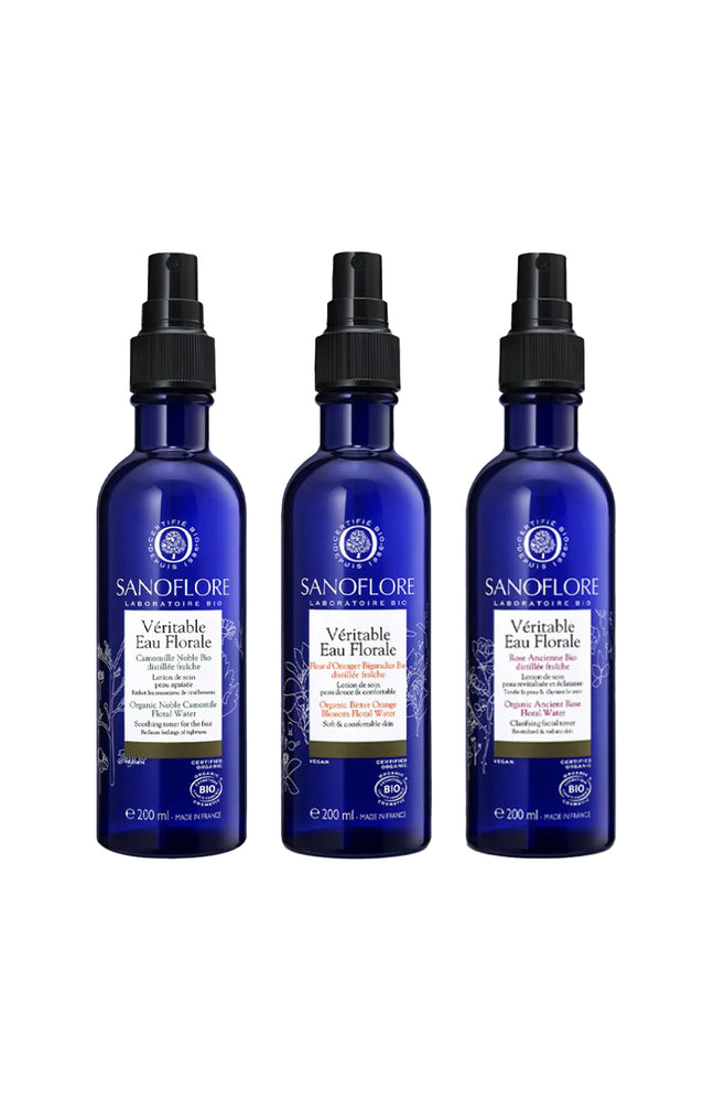 Eaux florales - Rose, Camomille & fleur d'oranger - 3 x 200 ml