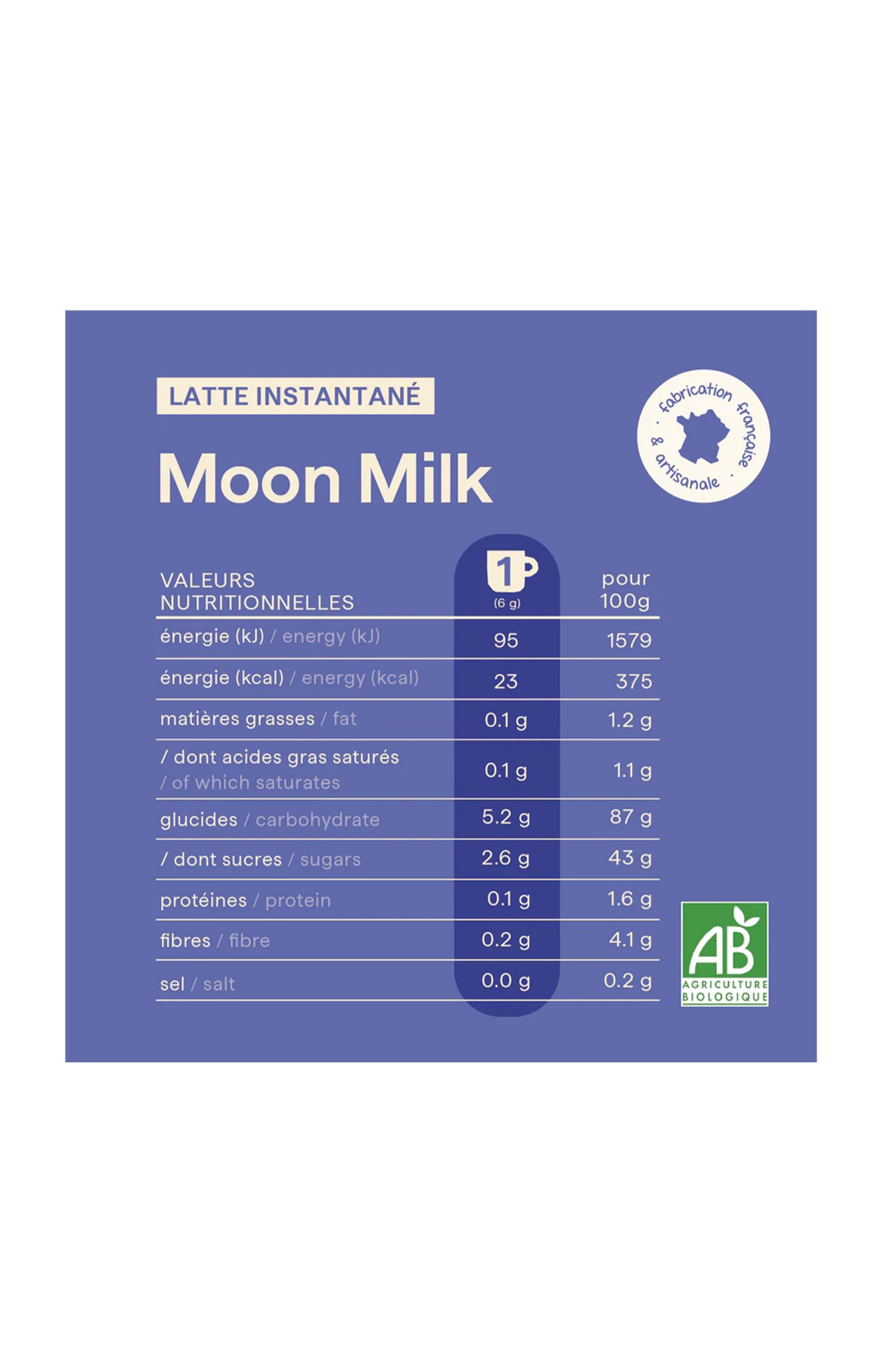 Poudre Moon Milk bio - Vanille & ashwagandha - 125 g
