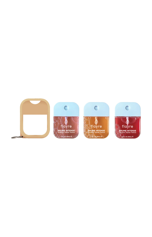 Sprays désinfectants mains & étui beige - Pack fruité