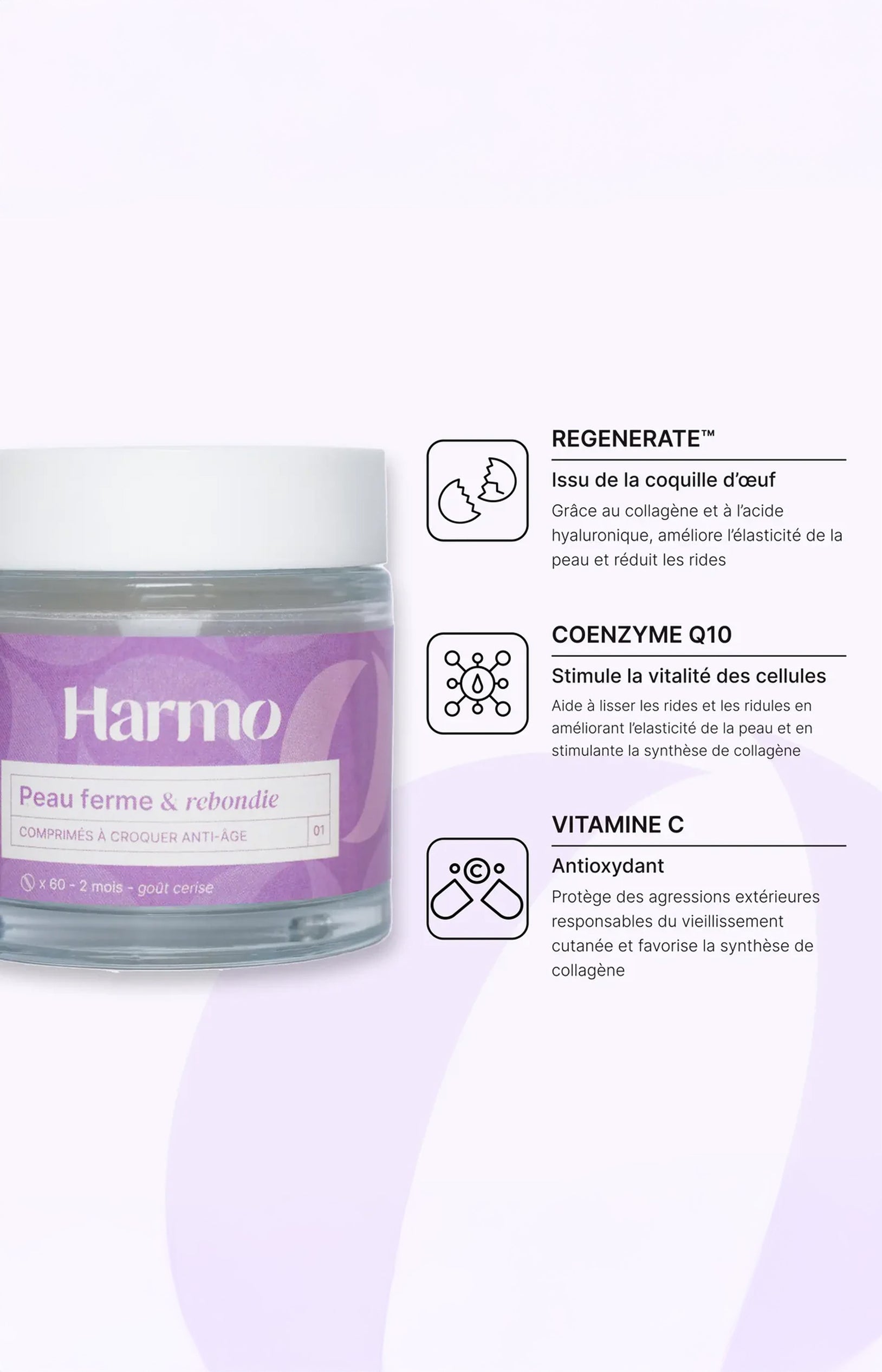 Comprimés à croquer anti-âge - Coenzyme Q10 & vitamine C - Cerise - 2 mois