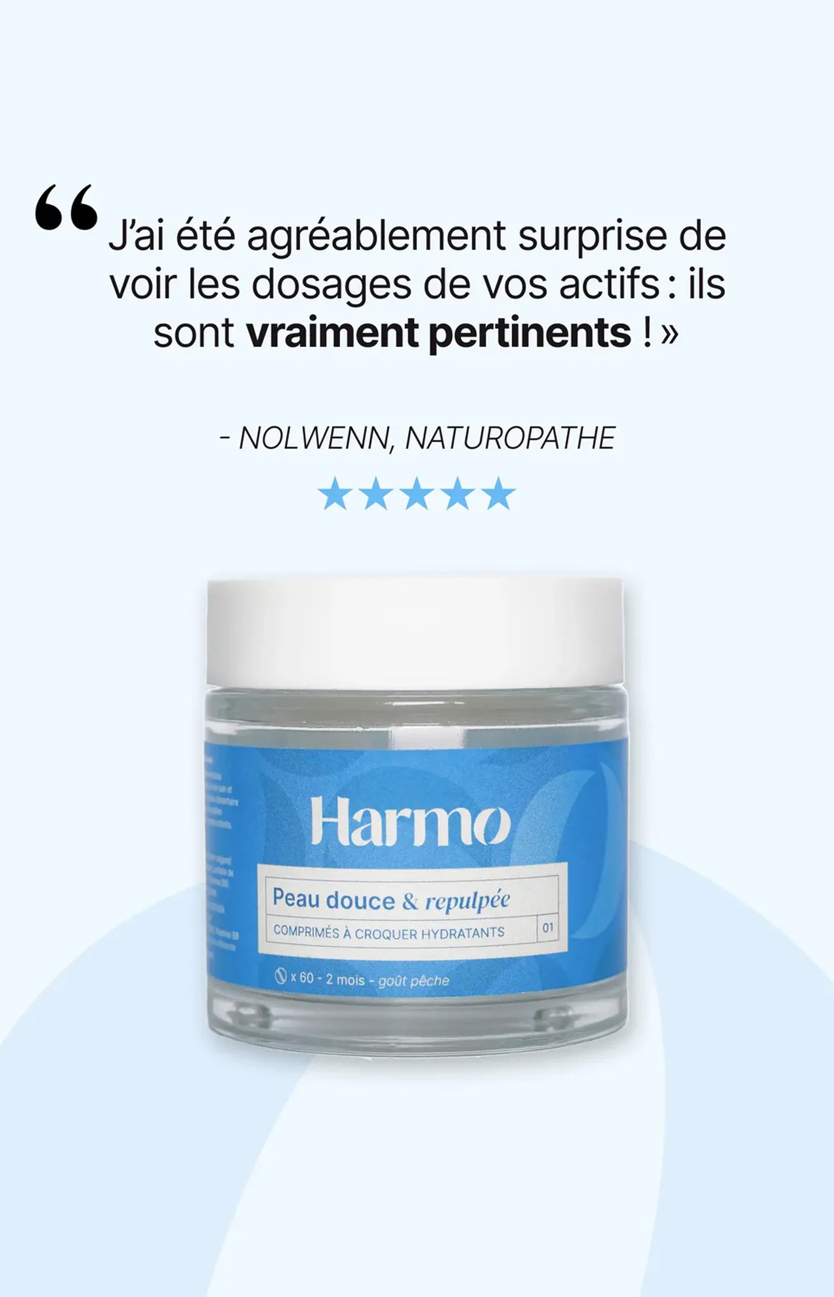 Comprimés à croquer hydratant - Acide hyaluronique & vitamine E - Pêche - 2 mois