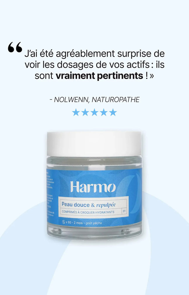 Comprimés à croquer hydratant - Acide hyaluronique & vitamine E - Pêche - 2 mois