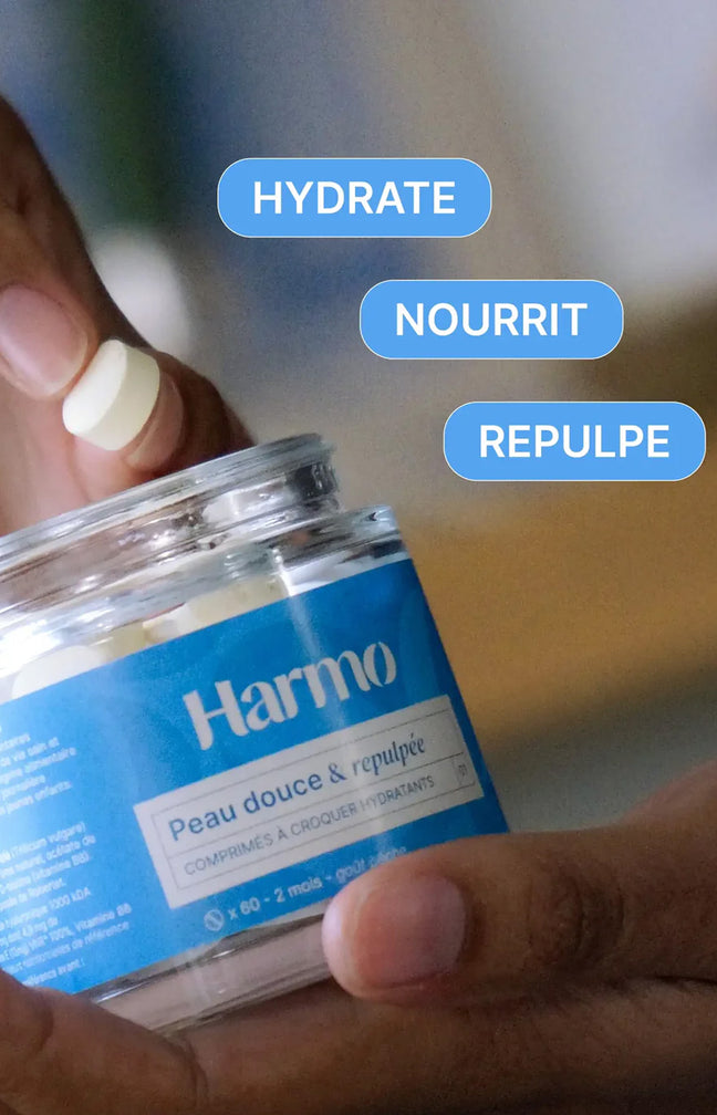 Comprimés à croquer hydratant - Acide hyaluronique & vitamine E - Pêche - 2 mois