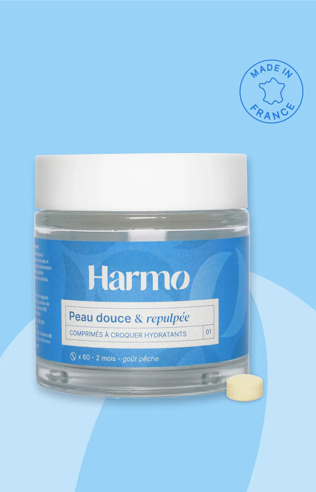 Comprimés à croquer hydratant - Acide hyaluronique & vitamine E - Pêche - 2 mois