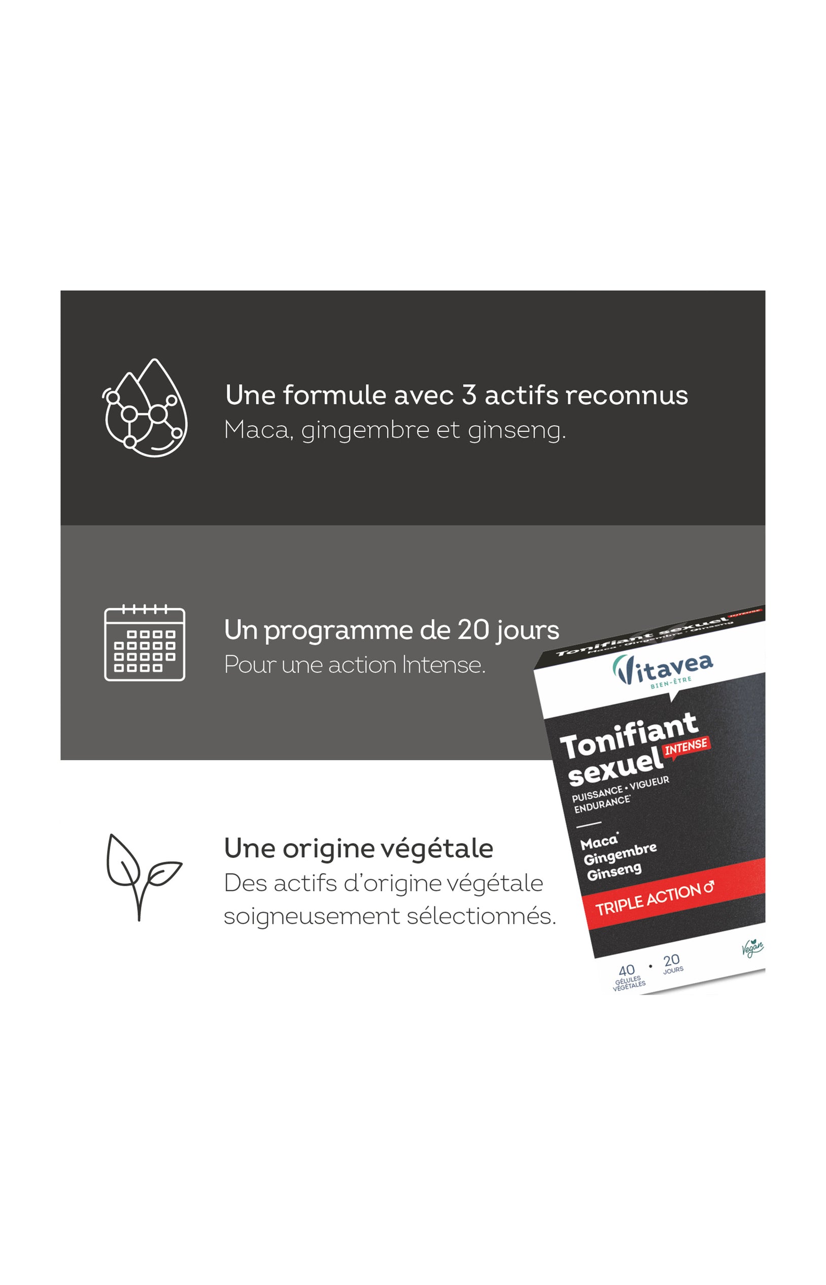 Tonifiants sexuels intenses - Maca & gingembre - Homme - 2 mois