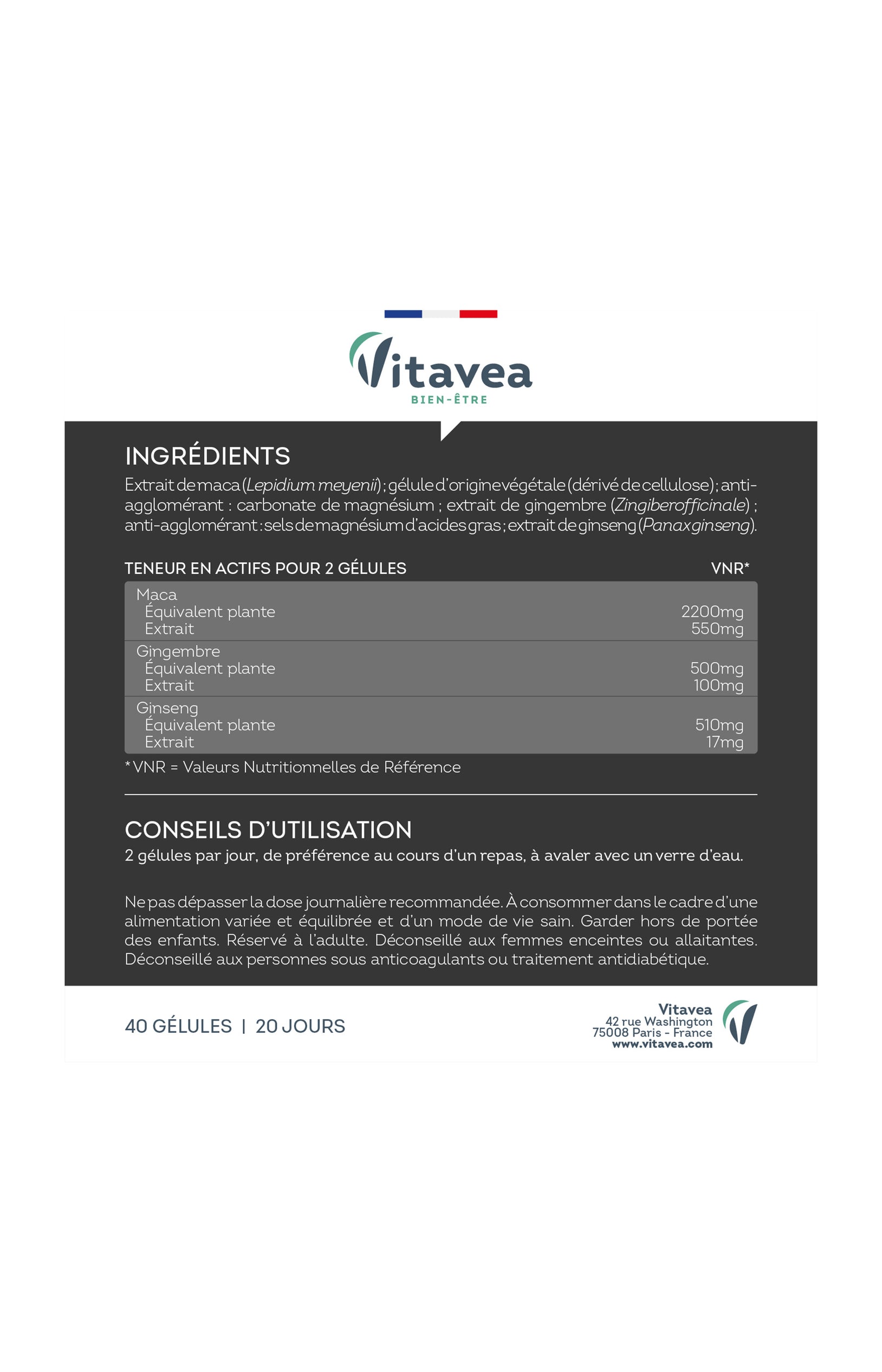 Tonifiants sexuels intenses - Maca & gingembre - Homme - 2 mois