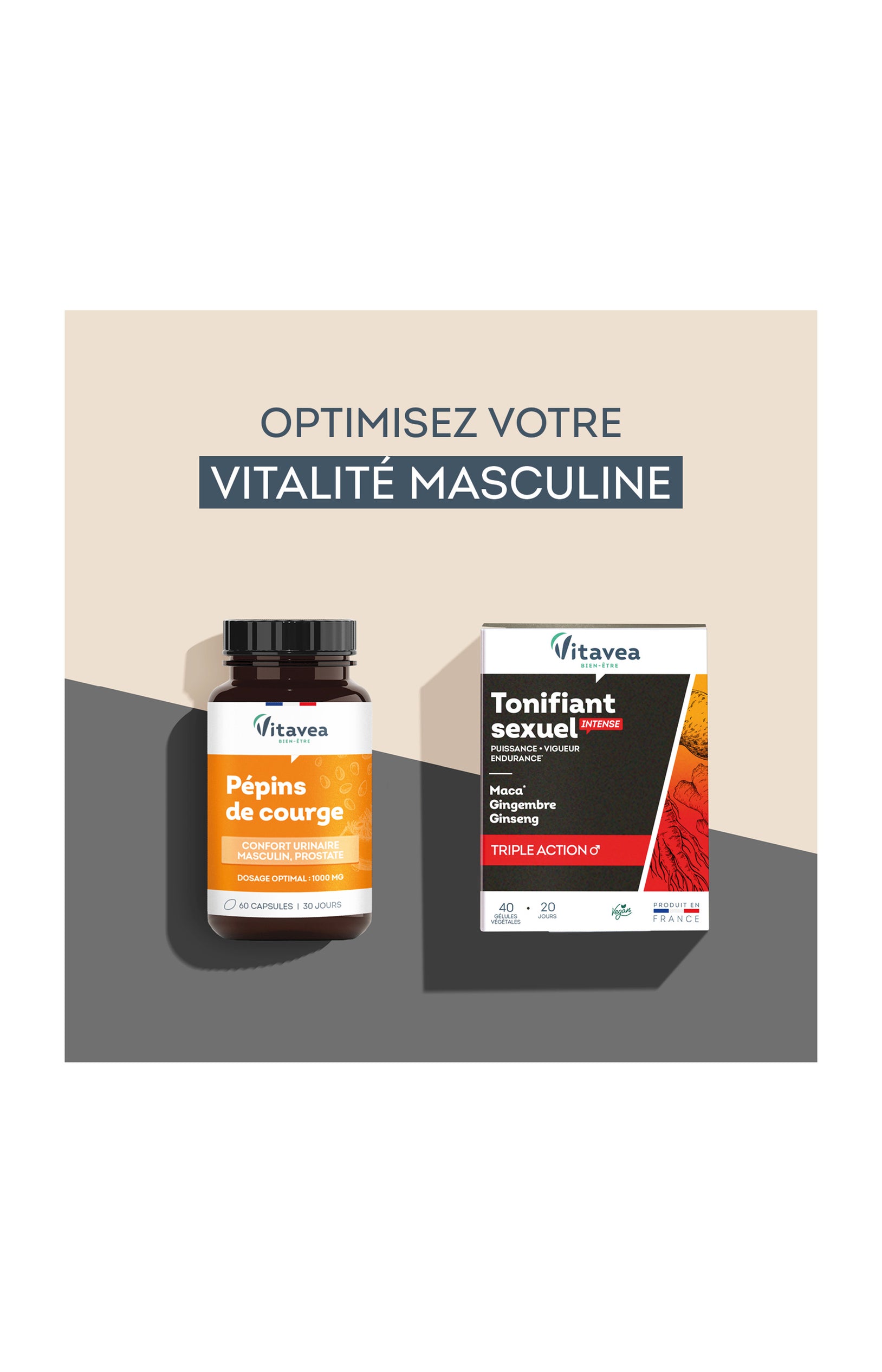 Tonifiants sexuels intenses - Maca & gingembre - Homme - 2 mois