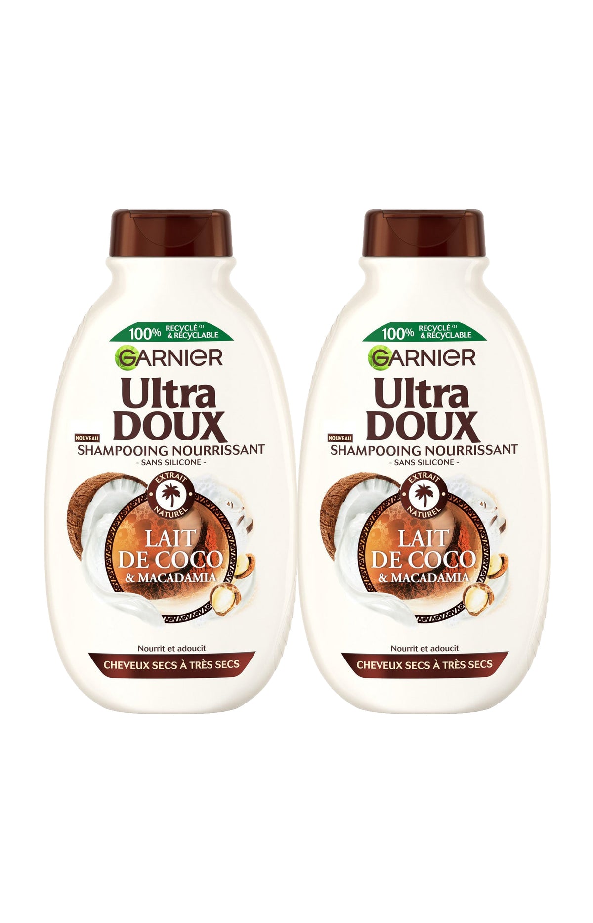2 shampoings nourrissants - Lait de coco & macadamia - 300 ml