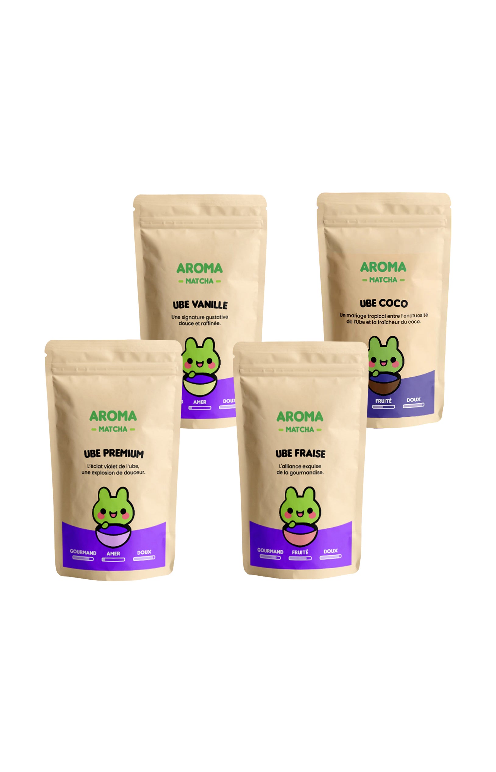 Lot découverte - Ube premium, vanille, fraise & coco - 4 x 100 g