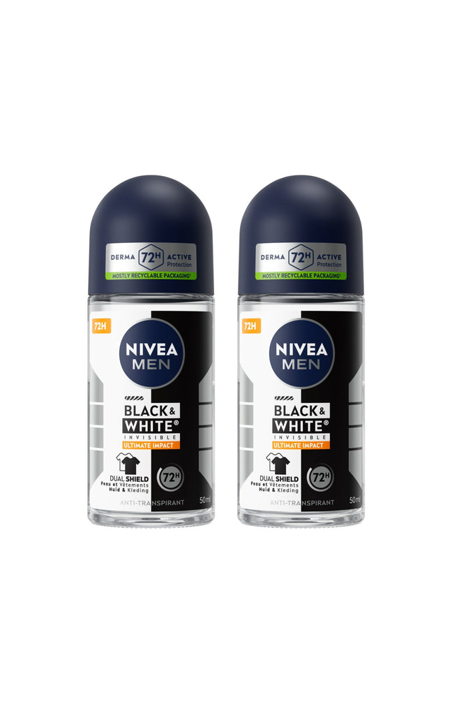 2 déodorants bille 72 h - Black & White Ultimate Impact - Homme - 50 ml