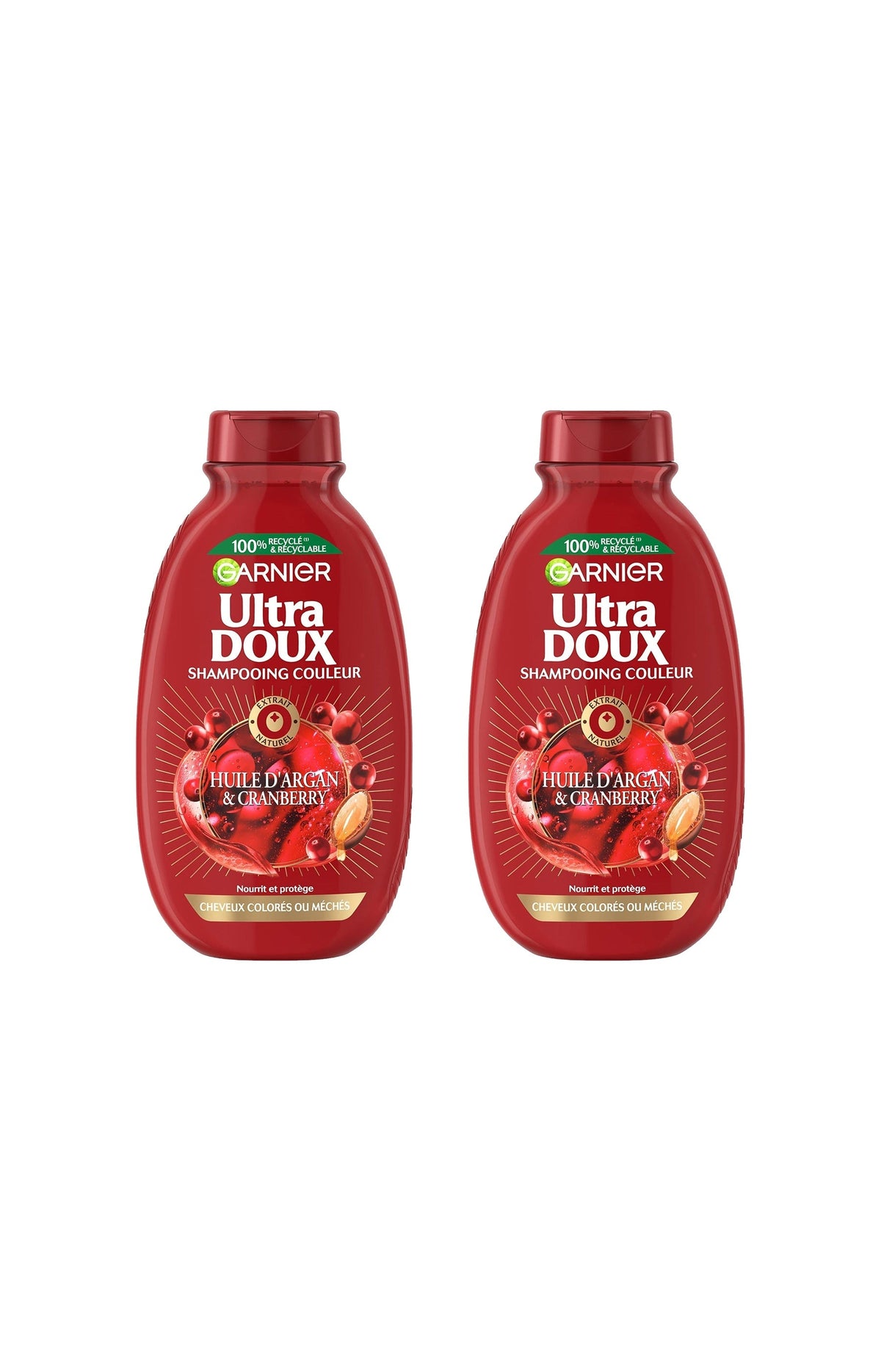 2 shampoings couleur - Huile d'argan & cranberry - 300 ml