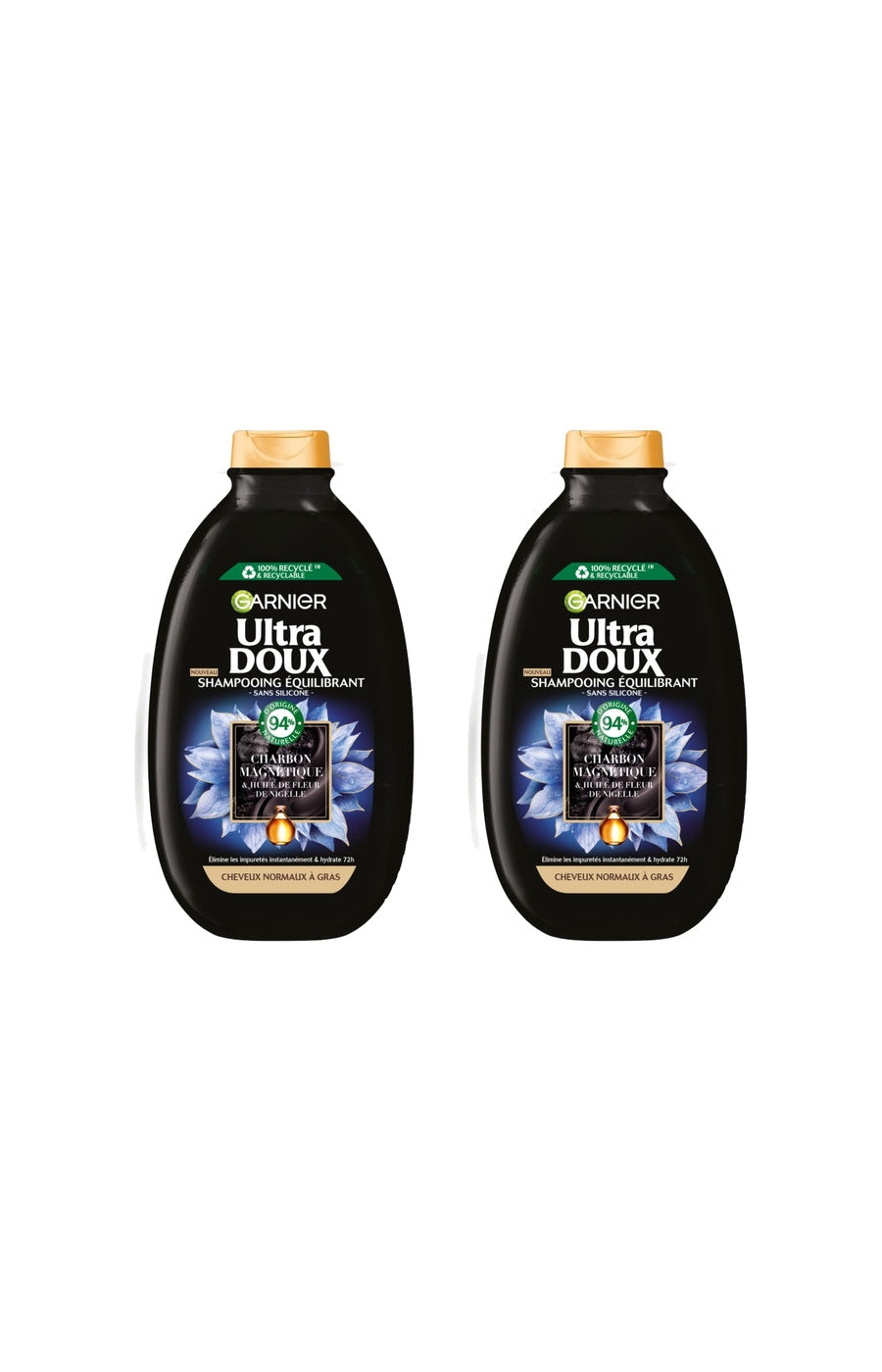 2 shampoings équilibrants - Charbon magnétique & huile de fleur de nigelle - 600 ml