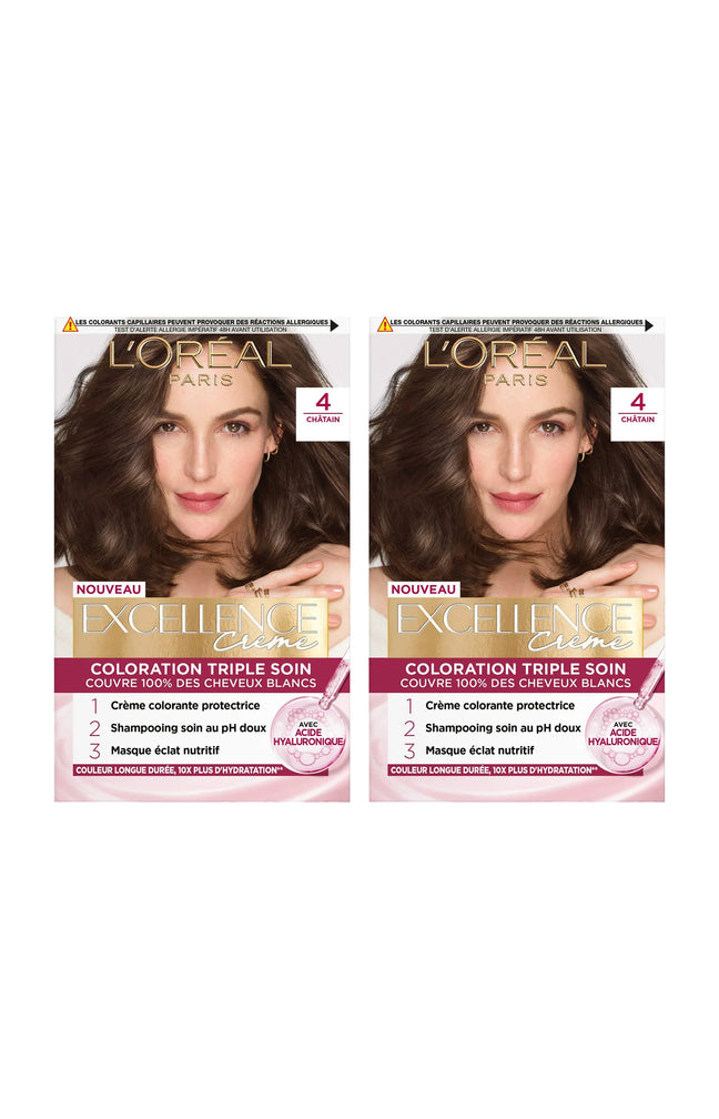 2 colorations excellence crème - 4 châtain