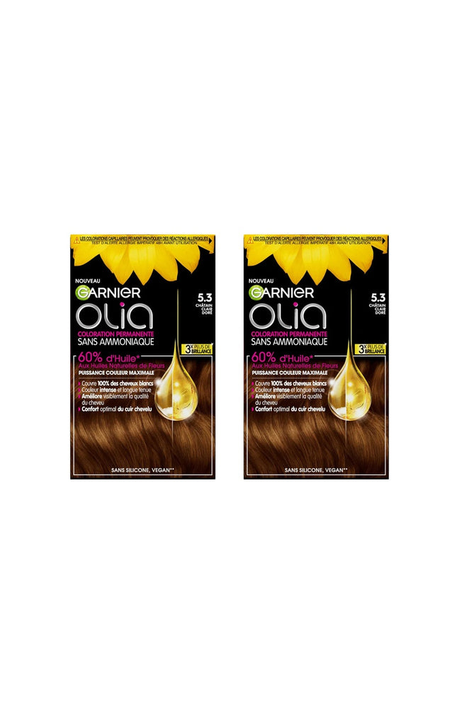 2 kits colorations permanentes - 5.3 châtain clair doré