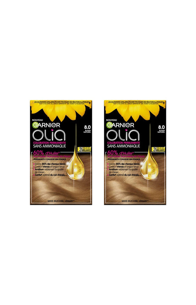 2 Kits colorations permanentes - 8.0 blond naturel
