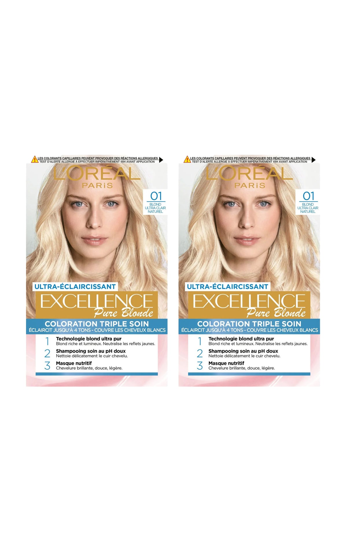 2 colorations permanentes - Excellence Pure Blonde - 01 Blond ultra clair
