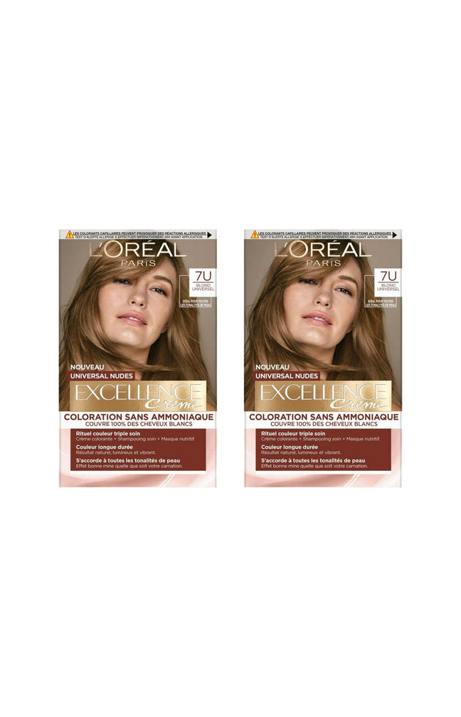 2 colorations permanentes - Excellence crème - 7U Blond universel