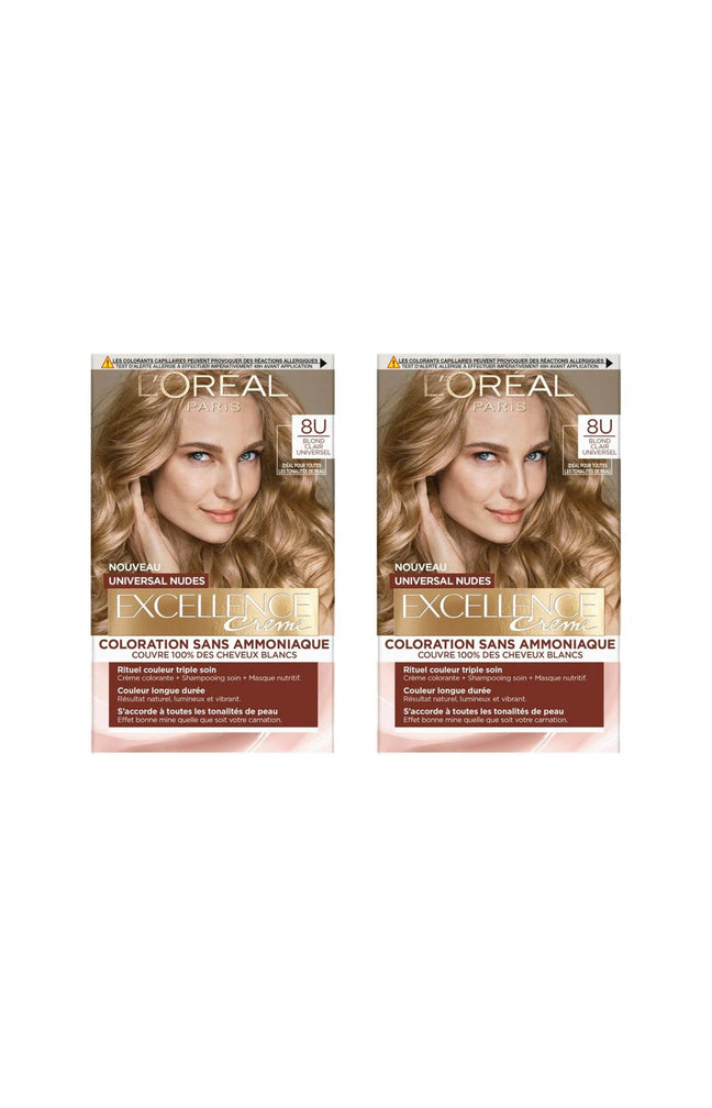 2 colorations permanentes - Excellence crème - 8U Blond clair universel