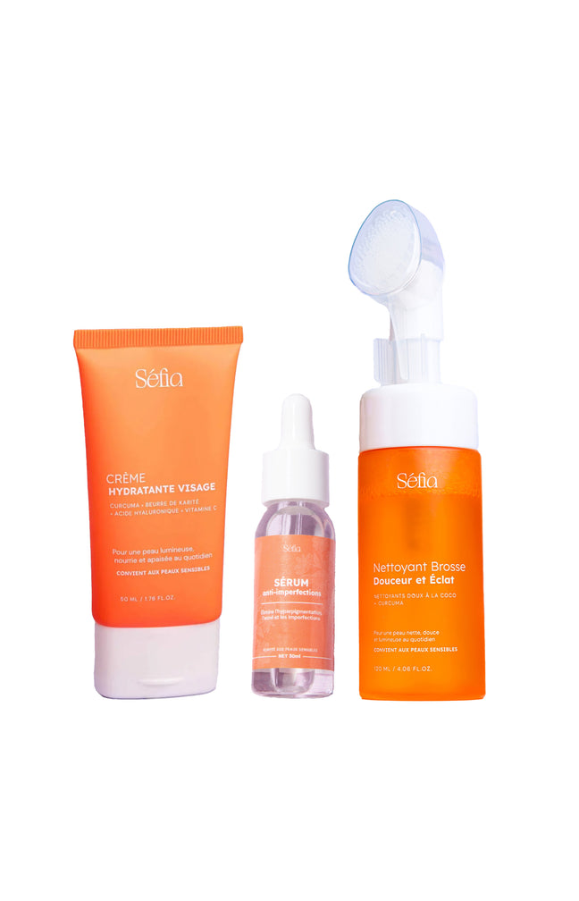 Routine soins - Nettoyant, crème & sérum - Visage