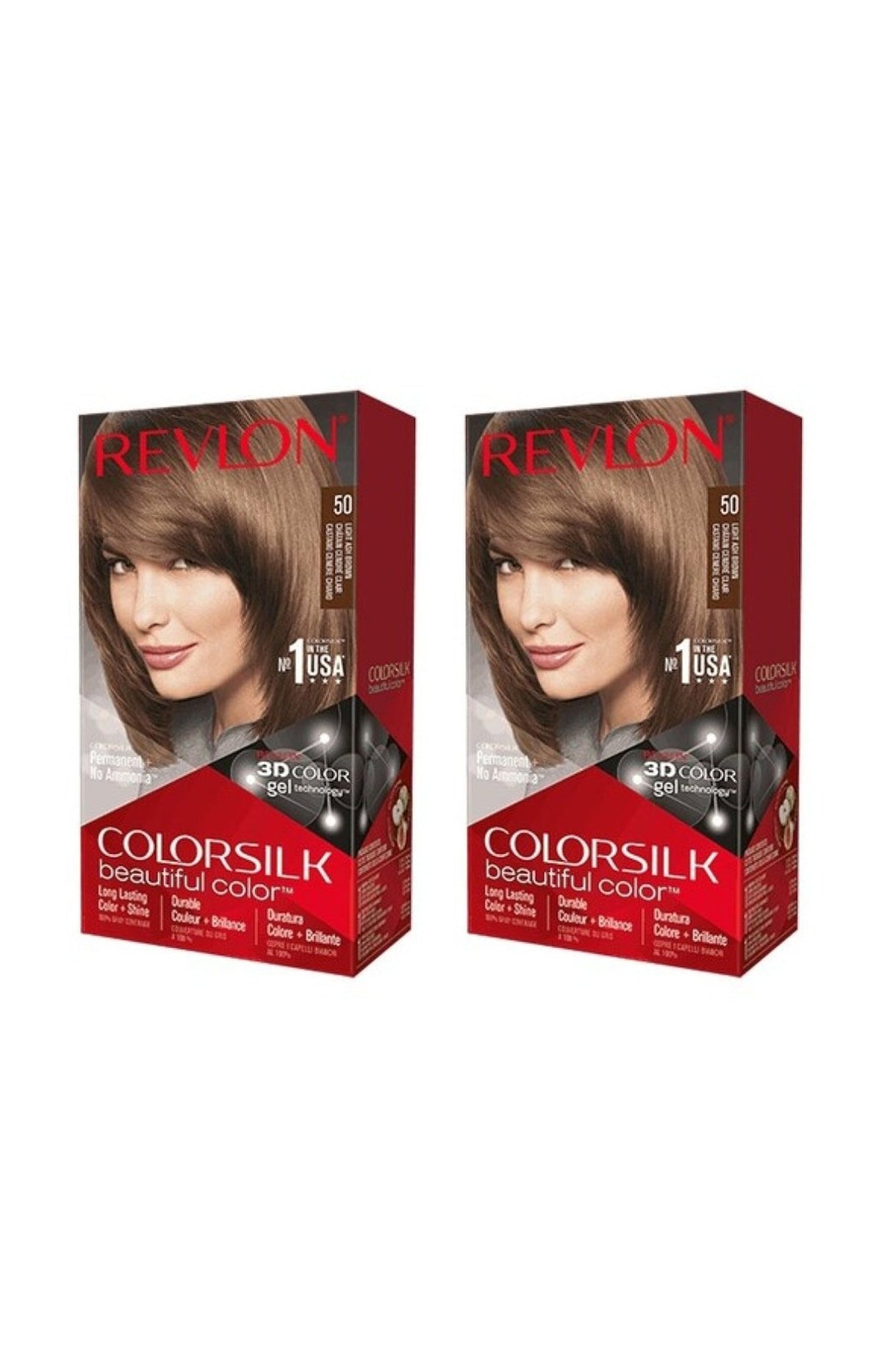 2 colorations permanentes - Colorsilk - 50 Châtain Cendré Clair