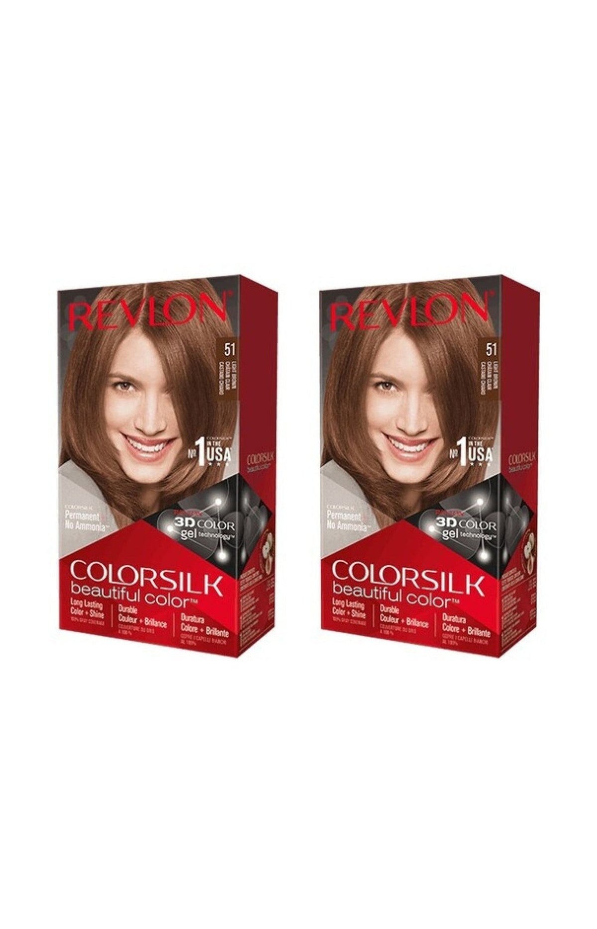 2 colorations permanentes - Colorsilk - 51 Châtain Clair