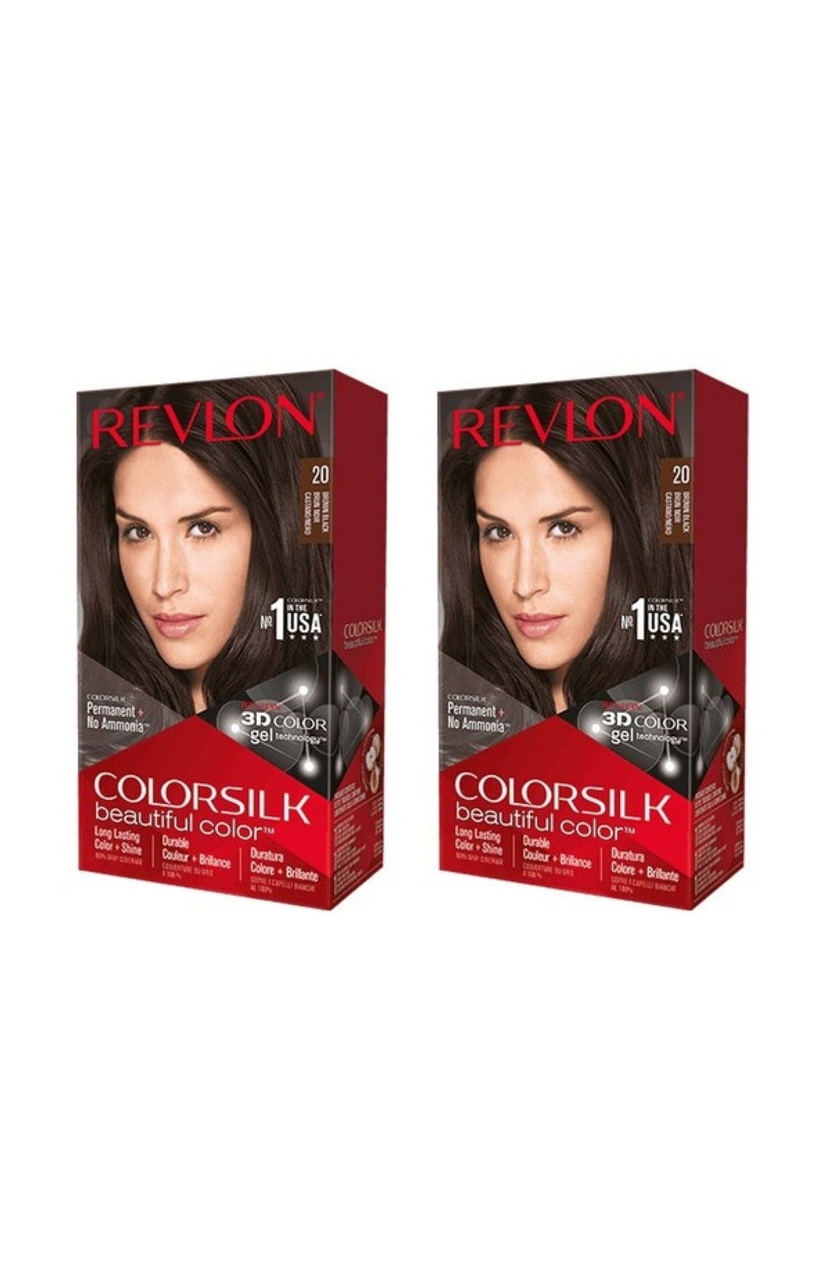 2 colorations permanentes - Colorsilk - 20 Brun Noir