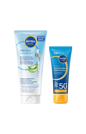 Crème solaire SPF50 & sérum gel après-soleil